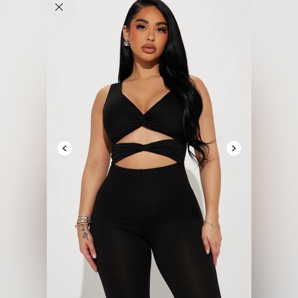 Fashion Nova Pants - Fashion Nova Black Flared Cutout Jumpsuit